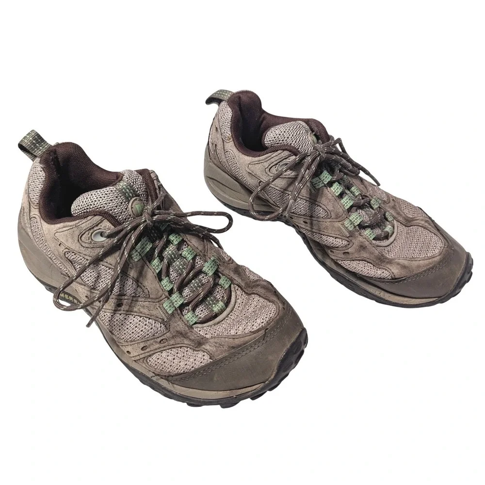 Merrell Women's 7 Hiking Shoes Pig Skin Continental Boulder Brown Low Top